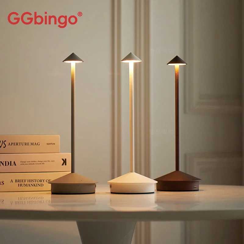 Lámparas de mesa GGbingo Lámpara de mesa recargable Comedor creativo Touch Led Hotel Bar Lámpara de mesa de café Lámpara de escritorio decorativa ti