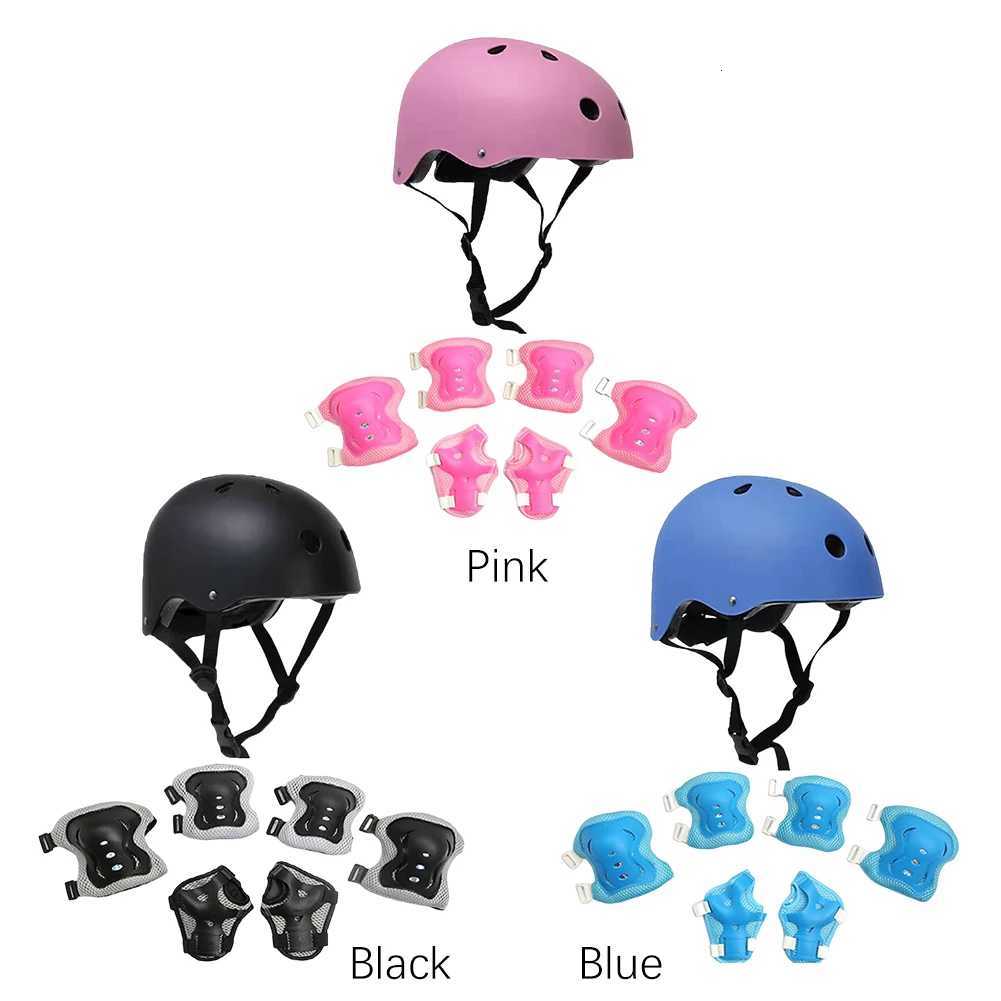 Knee Ski Elbow Helmets Children Pads Wrist Guard Safety Protection with Helmet Riding Wrist Guards Shock-absorbing 7 in 1 Sports Accessories D260919