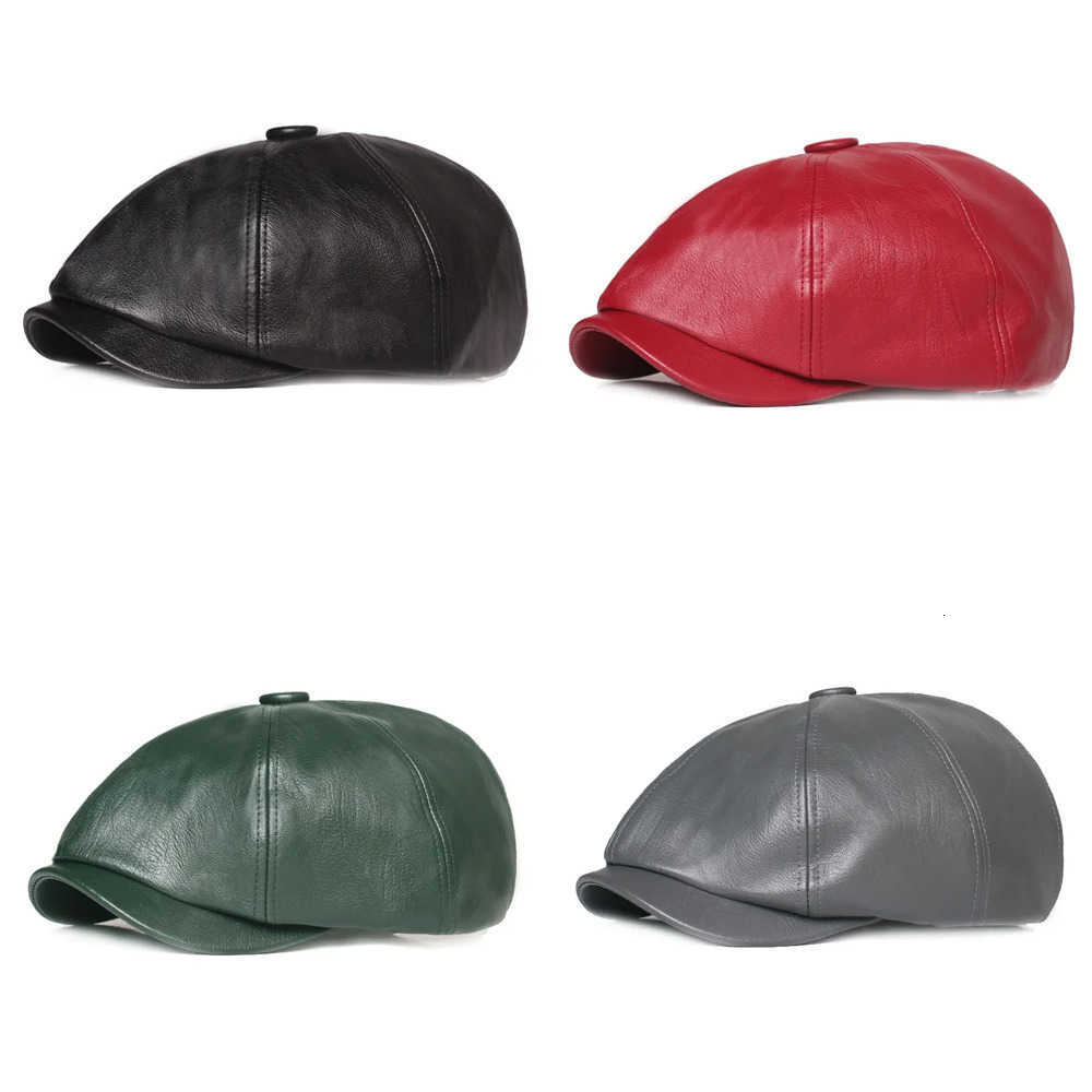 Winter Berets and 2025 Autumn Leather Solid Newsboy Caps Flat Peaked Cap Men and Women Painter Beret Hats 129 J260919