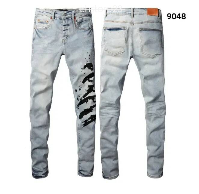 Purple Jeans Mens Pants High Quality Paint Splattered Graffiti Denim Pants Men Rock Revival Jean Jeans Jean Shorts Slim Fit Y2k Skinny Jorts Womens