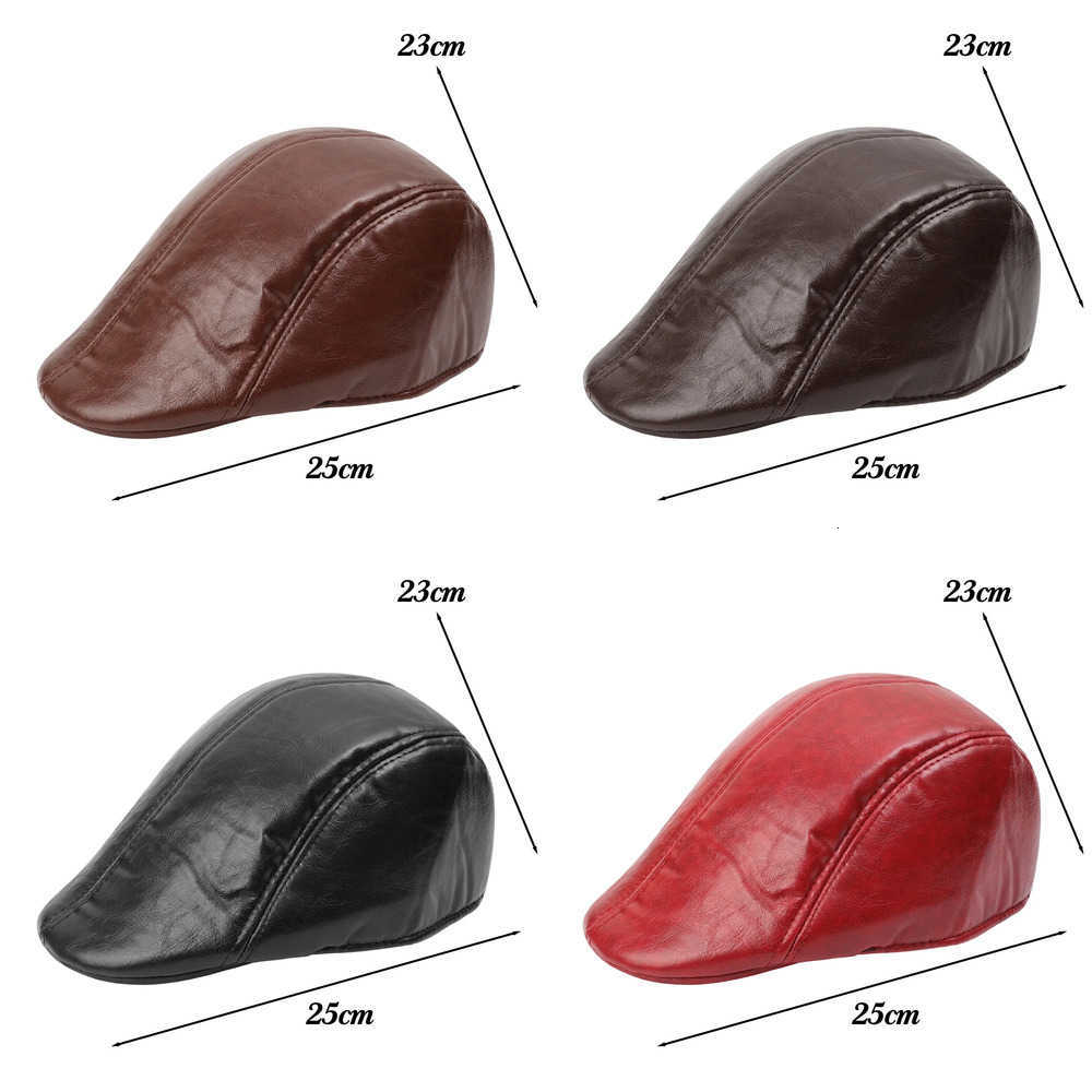 Women Winter Berets Beret Fall Pu Leather Peaked Forward Cap Fashion Beret Hat PU Leather Warm Brim Flat Cap British Painter Hat J260919