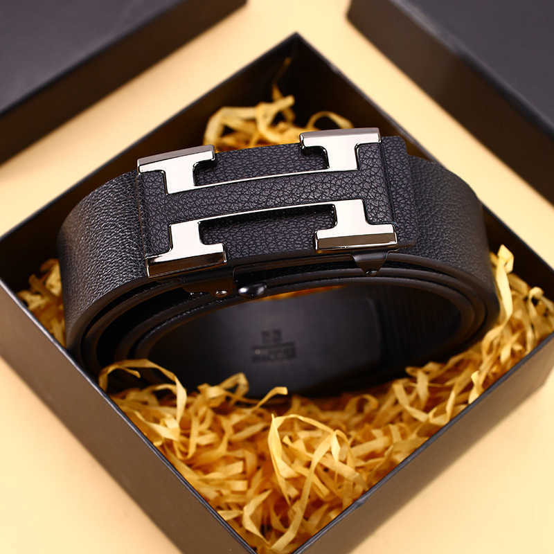 Genuine 2026 Leather No-hole Automatic Buckle Belt Business Versatile Adjustable Waistband S2609194PI3