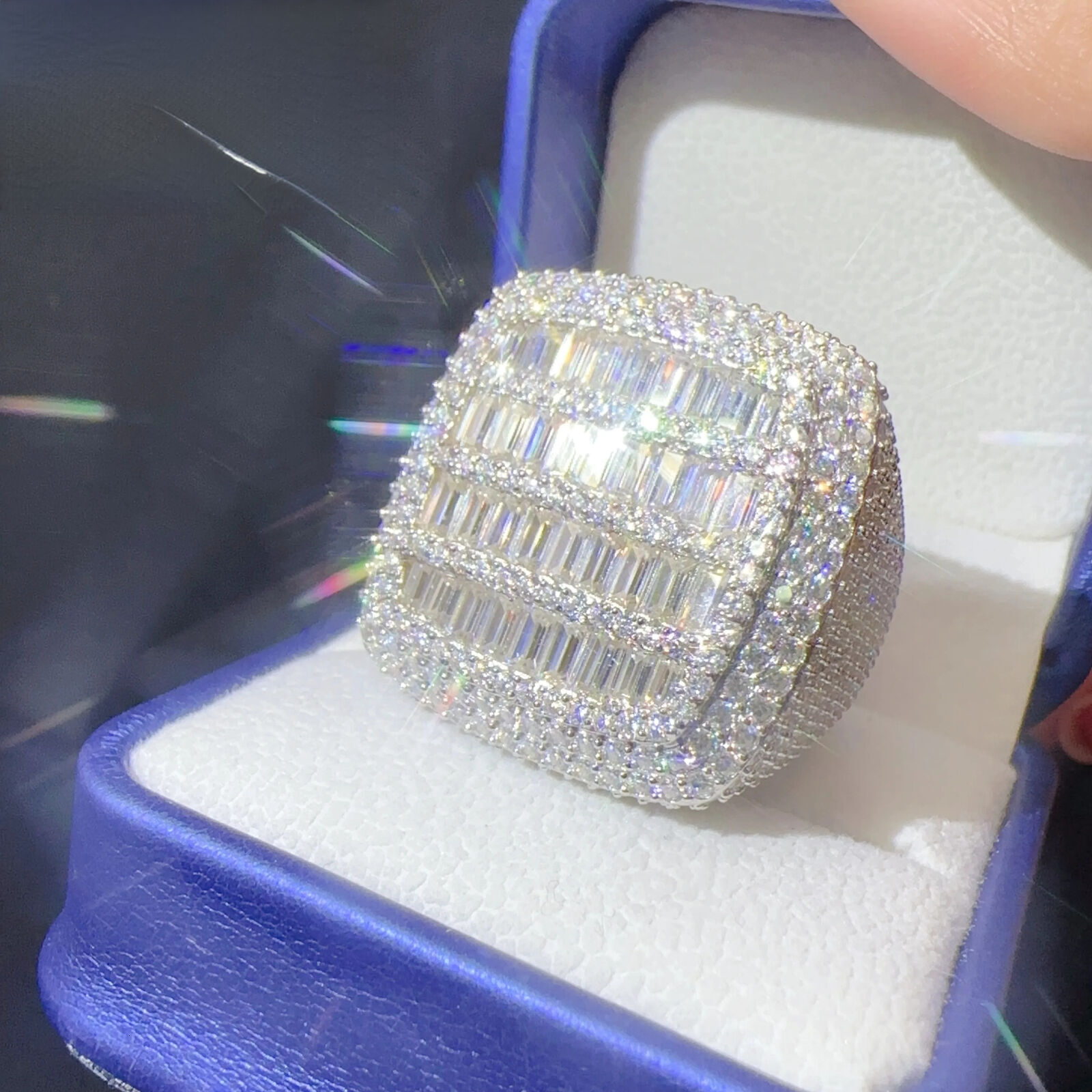 Ready to Ship Lan Diamond Custom Silver 925 Vvs Moissanite Iced Out Hip Hop Jewelry Mens Ring