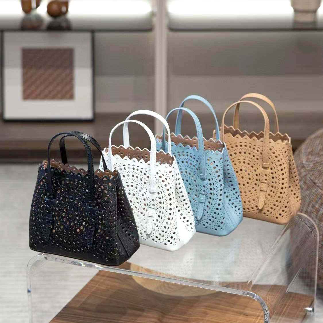 Mandala Floral Perforated Luxury Casual Handbag women Designer Crossbody Shoulder Purse With Detachable Strap Pouch Chic Stylish Trendy Cut Leather