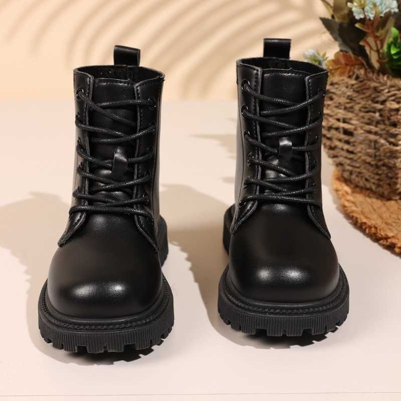 Kids Short Boots Boots Soild Color Versatile Girls Leather Boots Round Toes Soft Bottom 2025 Autumn Winter New Children Chelsea BootsT260919