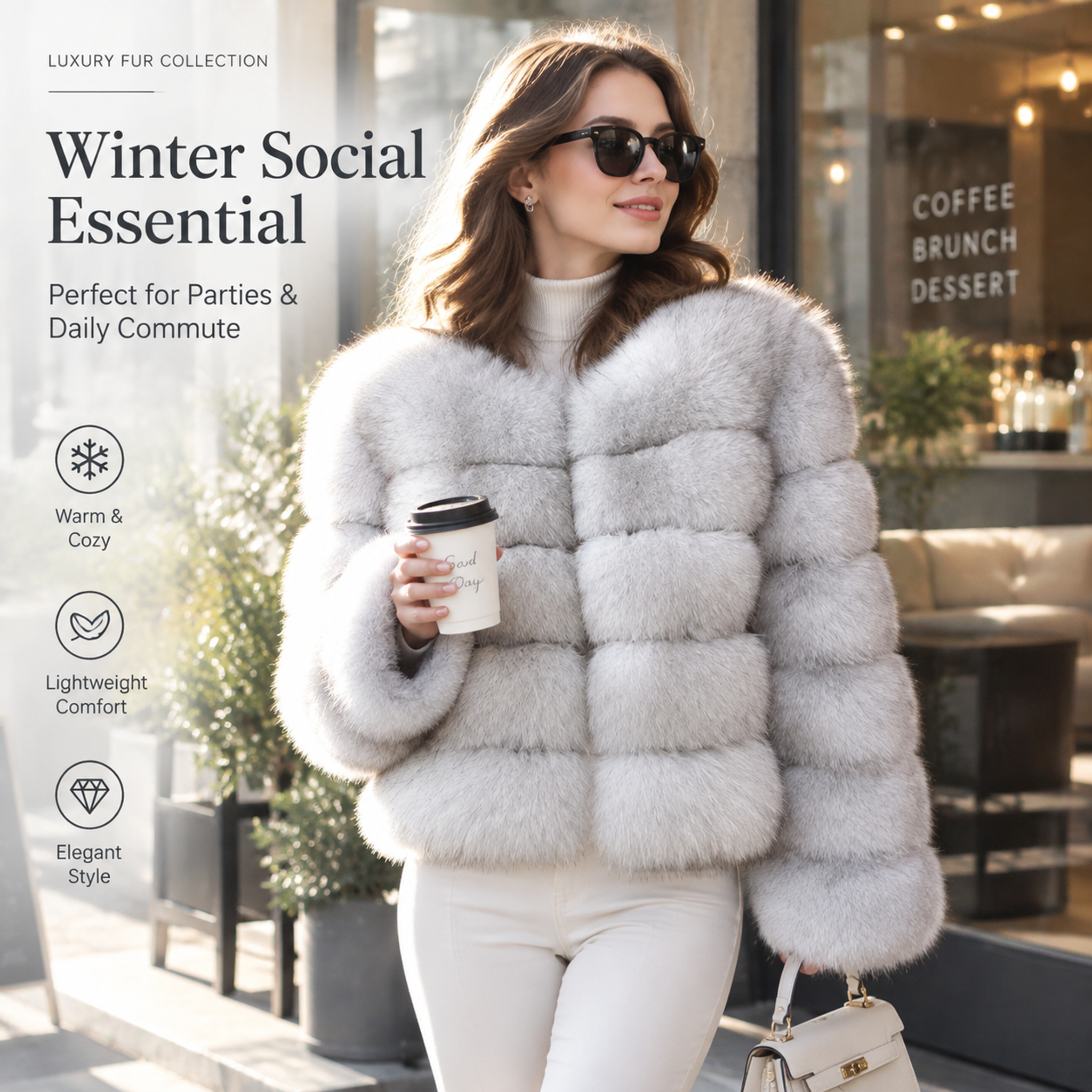 New Women Fox Fur Coat Winter Jacket Fashion Warm Coats short long sleeve faux Outerwear Coats
