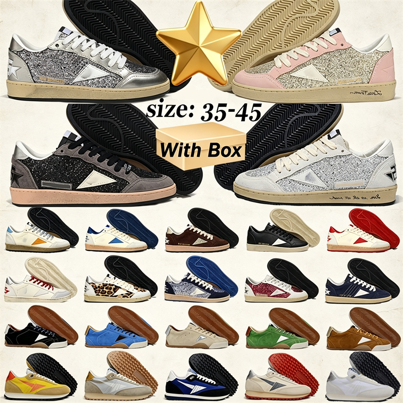 Mocassins de marque dorée Chaussures de créateurs Goodse Femmes Baskets Super-Star S Chaussure Cuir Italie Dirty Old Ball Stars Low Marathon Runn