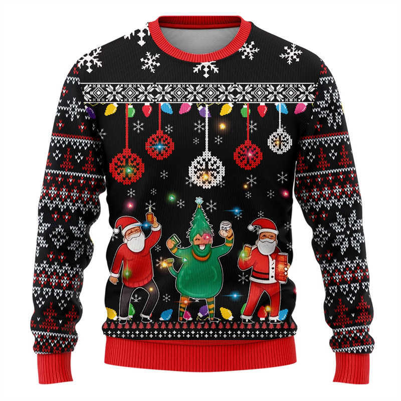 Christmas Merry Santa Claus 3D Printed Unisex Ugly Sweater Funny Gifts Male Streetwear Xmas Man Sweatshirts Cartoon Pullovers S2609192C5R