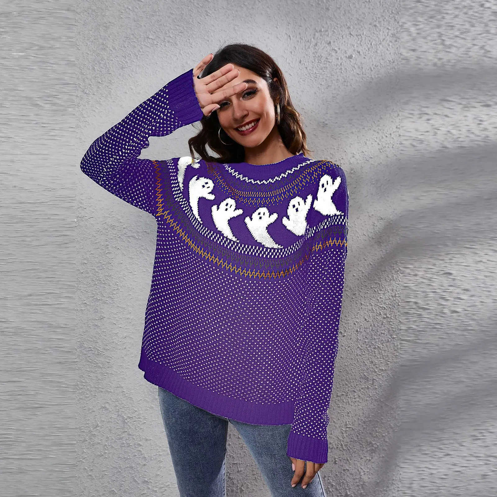 Women's Halloween Sweaters Knitted Pullovers Tops Vintage Clothing Sweaters S260919G36J