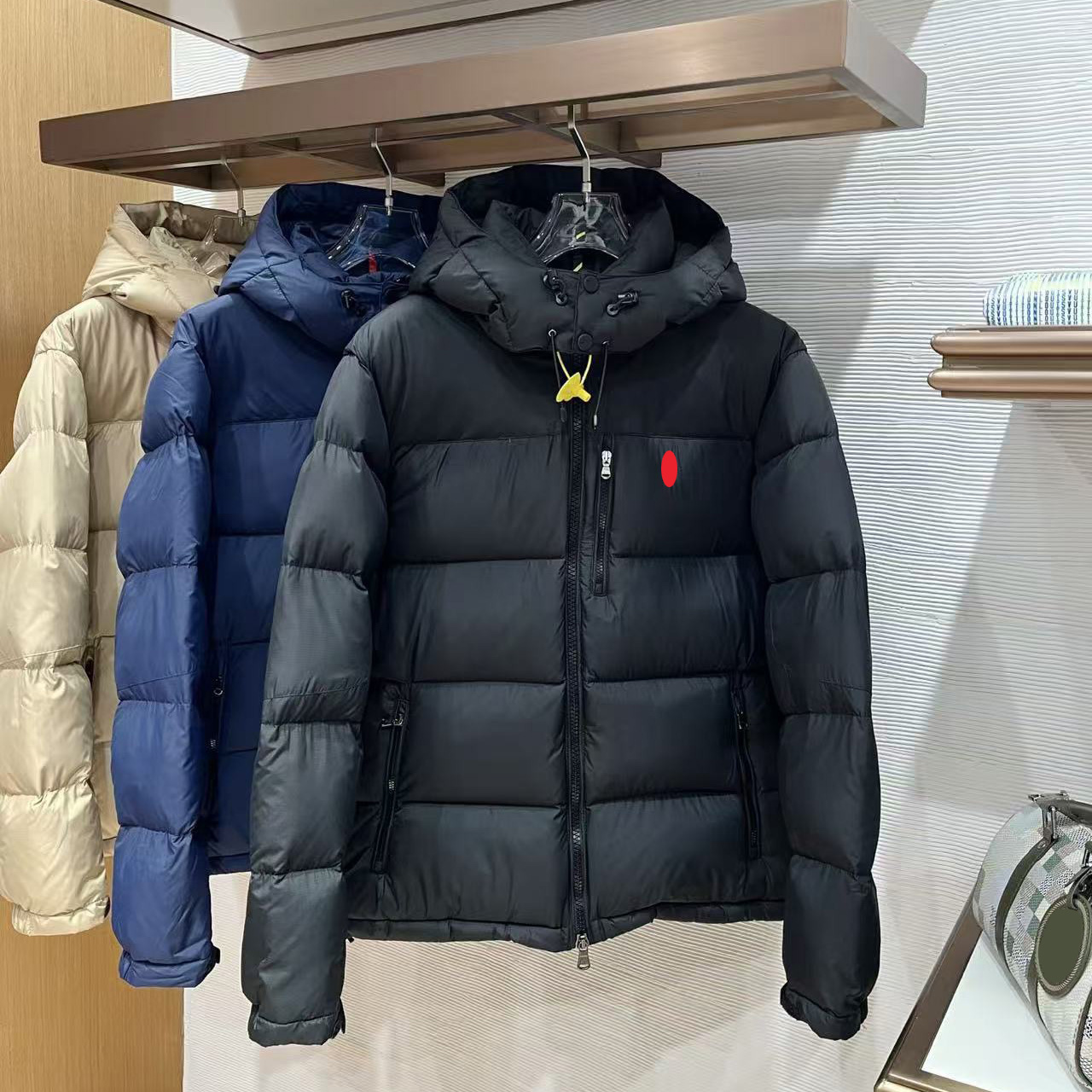 designer mens puffer jacket men down jackets with chip mens winter coats Dark blue women outerwear embroidered armband winter outerwear coats asian