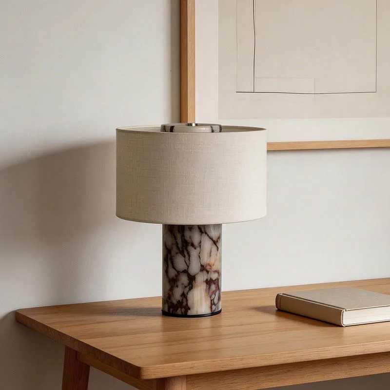 Table Lamps Luxury Marble Table Lamp with Fabric Shade | Modern Decorative Bedside Light for Living Room Bedroom Q260918