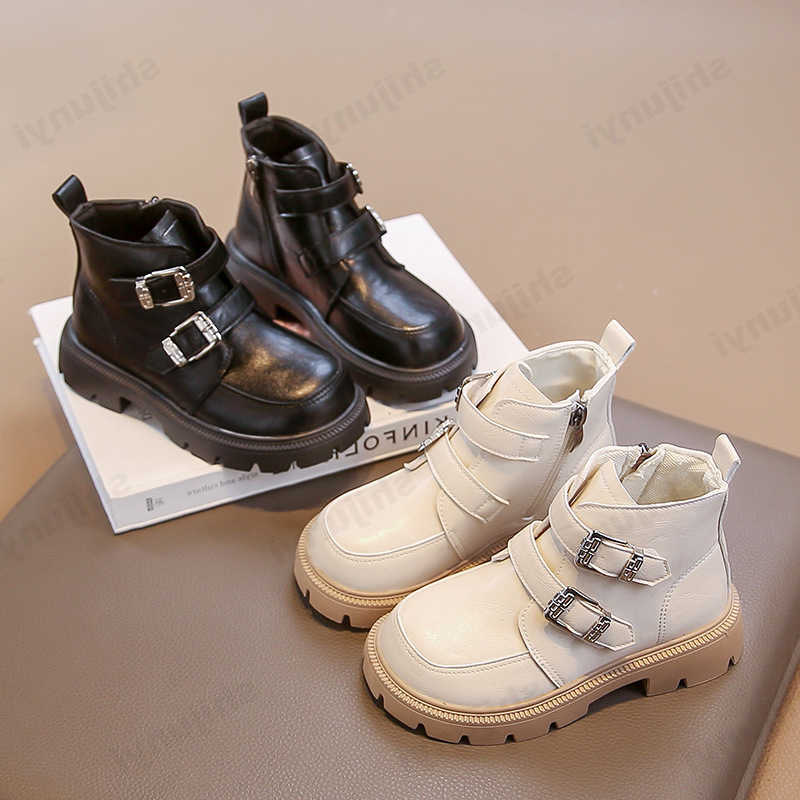 Short Boots Children Boots 2025 Autumn New Girls Fashion Comfortable Korean Solid Color Versatile Zip PU Leather Shoes Kids Ankle BootT260919