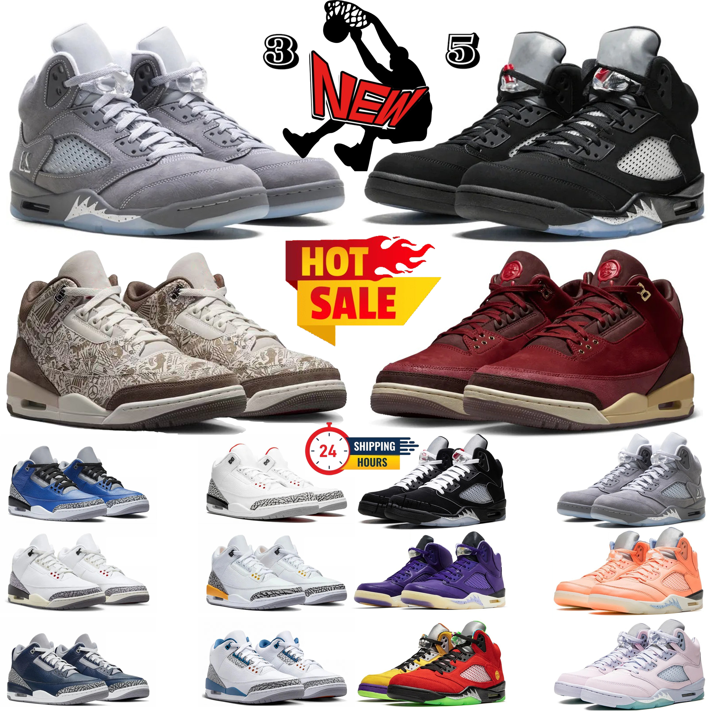 2026 With Box 3s 5s Basketball Shoes Mens Womens Trainers Big Wolf Grey Military Black Cat White Thunder Bred Legend Blue Cherry Luxury Sports Sneak