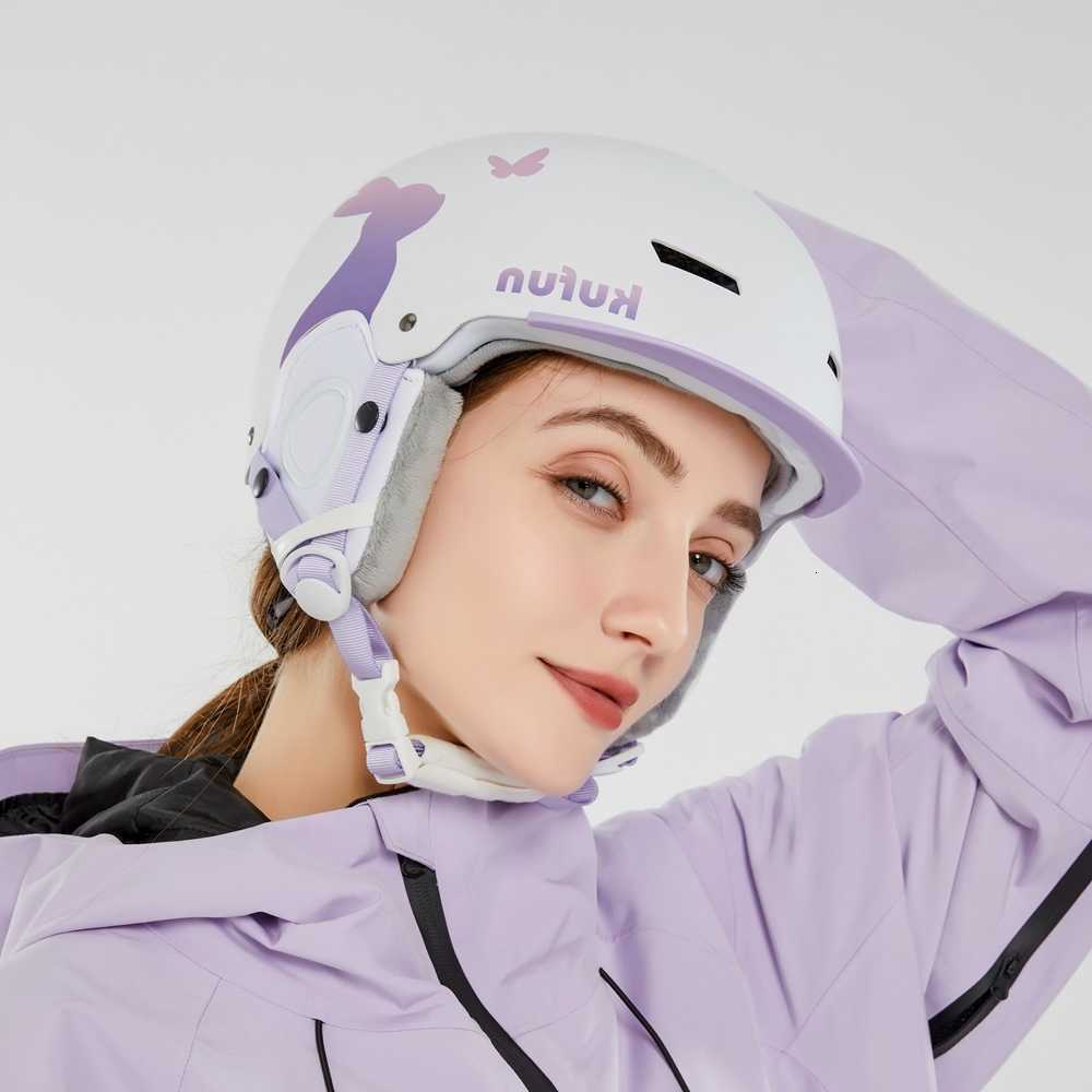 Ski Helmets KUFUN Ski Helmet Snowboard Adjustable Velvet Lining Men Women Girls Boys Children Kids Winter Sports Snow Cat Shark Deer Bear D260919