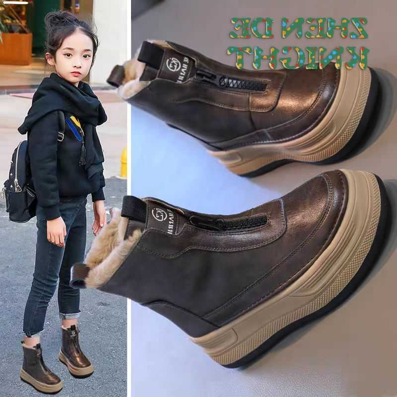 Girls Winter Boots Warm Cotton Snow Boots 2025 New Thick Sole Fleece Lined Casual Short Thickened BootsT260919