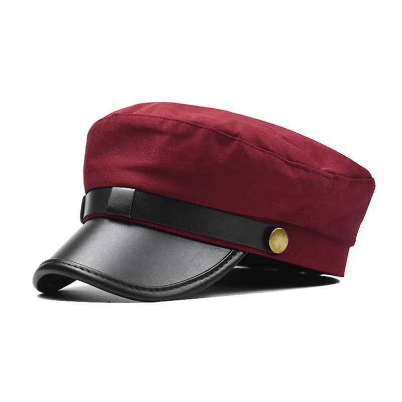Womens Leather Beret Hat Berets Flat Top Breathable Cotton Peaked Cap British Style Vintage Fashion Octagon Hat for Daily Outdoor Wear N260918