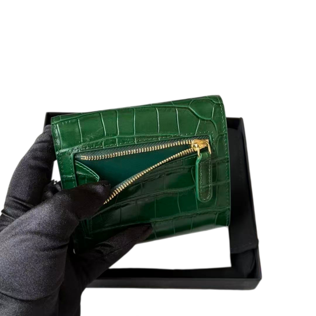 High-quality fashion designer luxury short wallet classic leather three-fold wallet credit card coin storage bag with dustproof bag and storage box