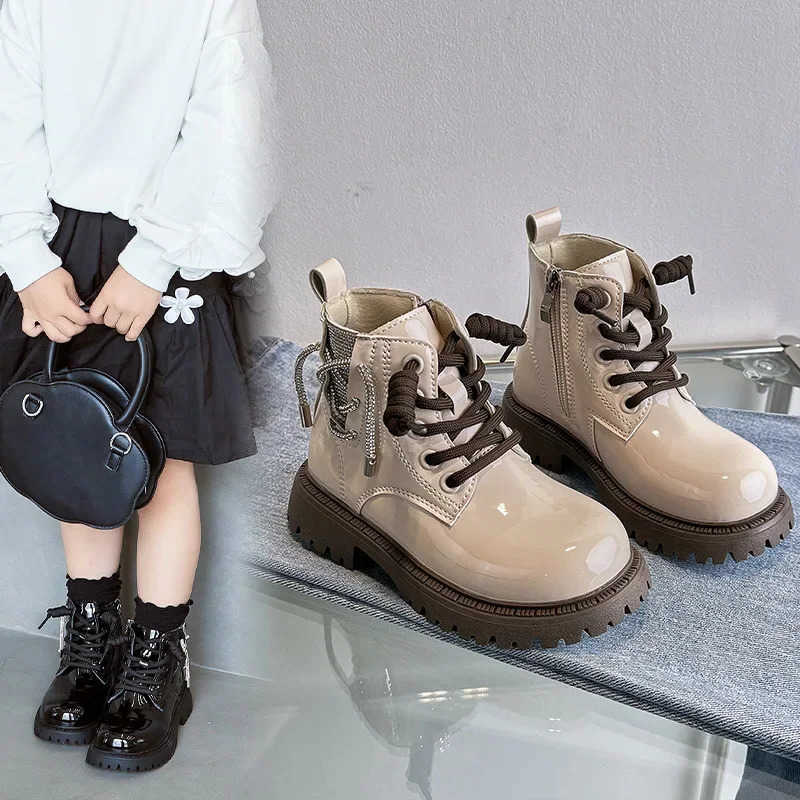 Children Boots 2024 Short Boots for Girl Autumn New Fashion Korean Style Soft Bottom Anti-slippery Chic Versatile Casual Leather ShoesT260919