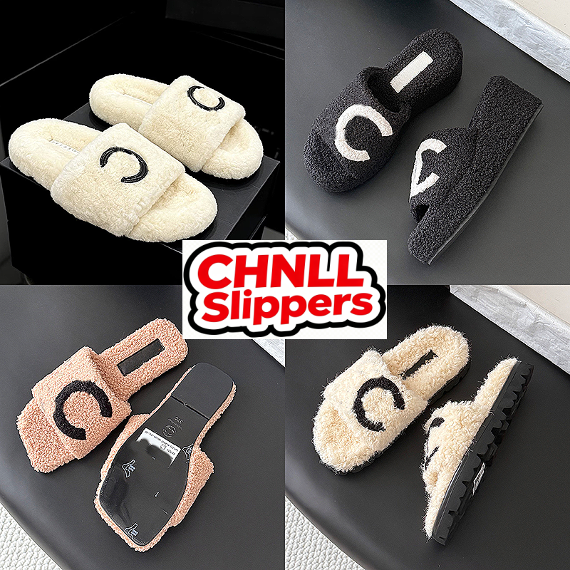 26K CC Teddy Cloud Fur Slides for Women Multi Style Fluffy Furry Open Toe Slippers Platform Lug Sole Adjustable Strap Slide Sandals