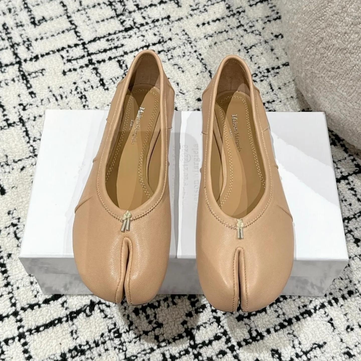 shoe ballet flat Designer Luxury tabi split toe leather black mary jane loafer womens slingback comfort casual soft sole genuine real quality brand