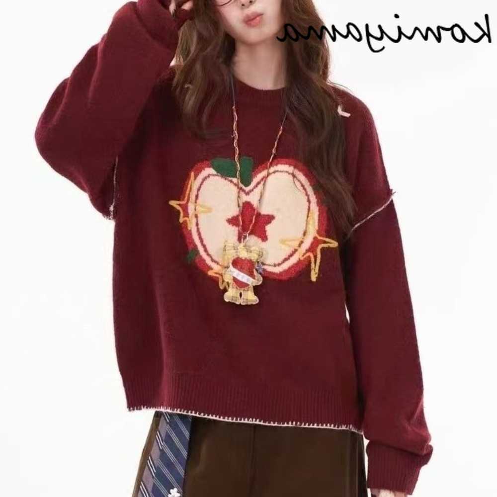 Jacquard Apple Roupas Feminina Loose Knitted Ropa Mujer 2026 Women's Sweaters Lazy Style Pullovers Autumn Winter Sweater S260919MUOC