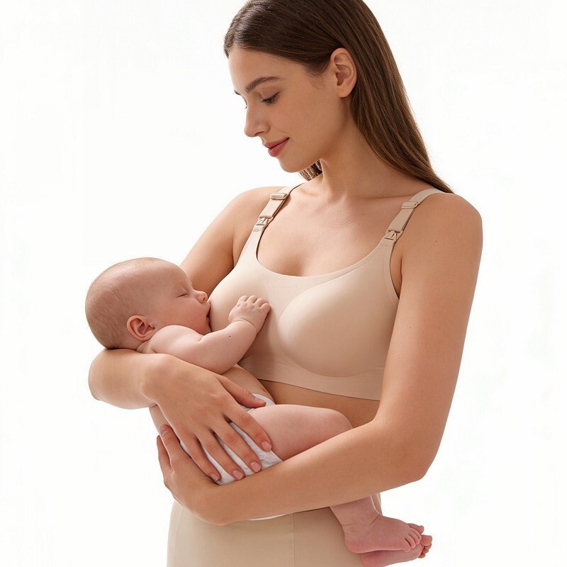 European and American plus-size nursing thin jelly strip soft support bra, seamless one-piece maternity bra with front clasp