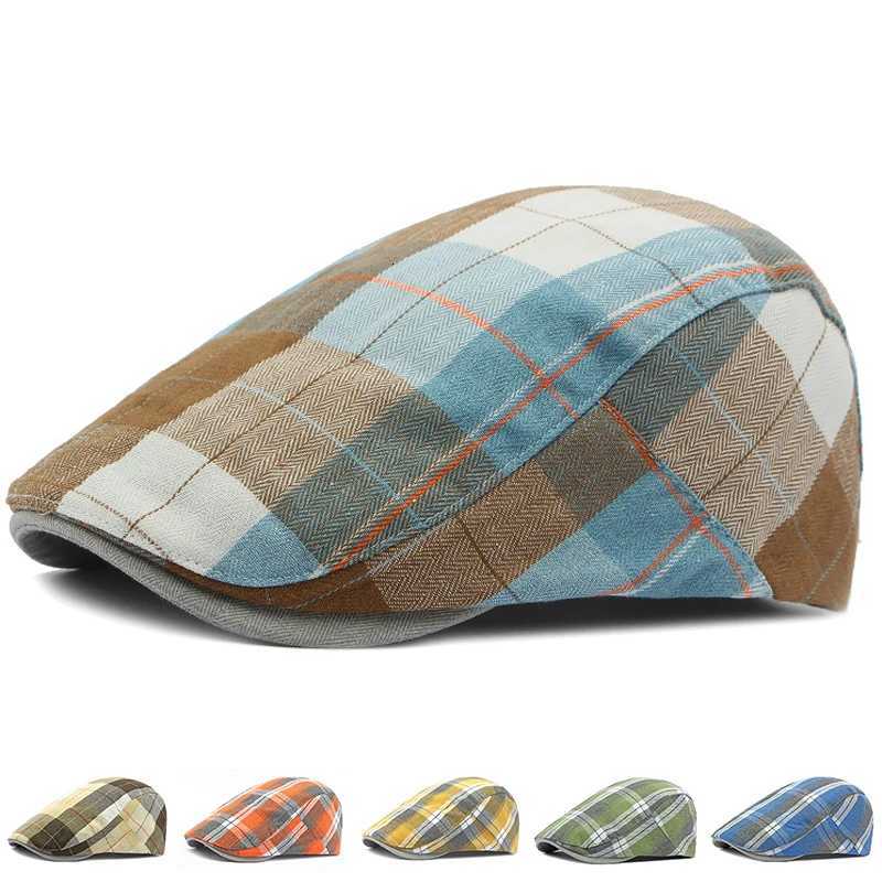 Women Berets Beret Hat for Spring Summer Flat Peaked Hat Men Plaid Newsboy Hat Casual Duckbill Caps Checker Forward Cap Unisex Visor N260919
