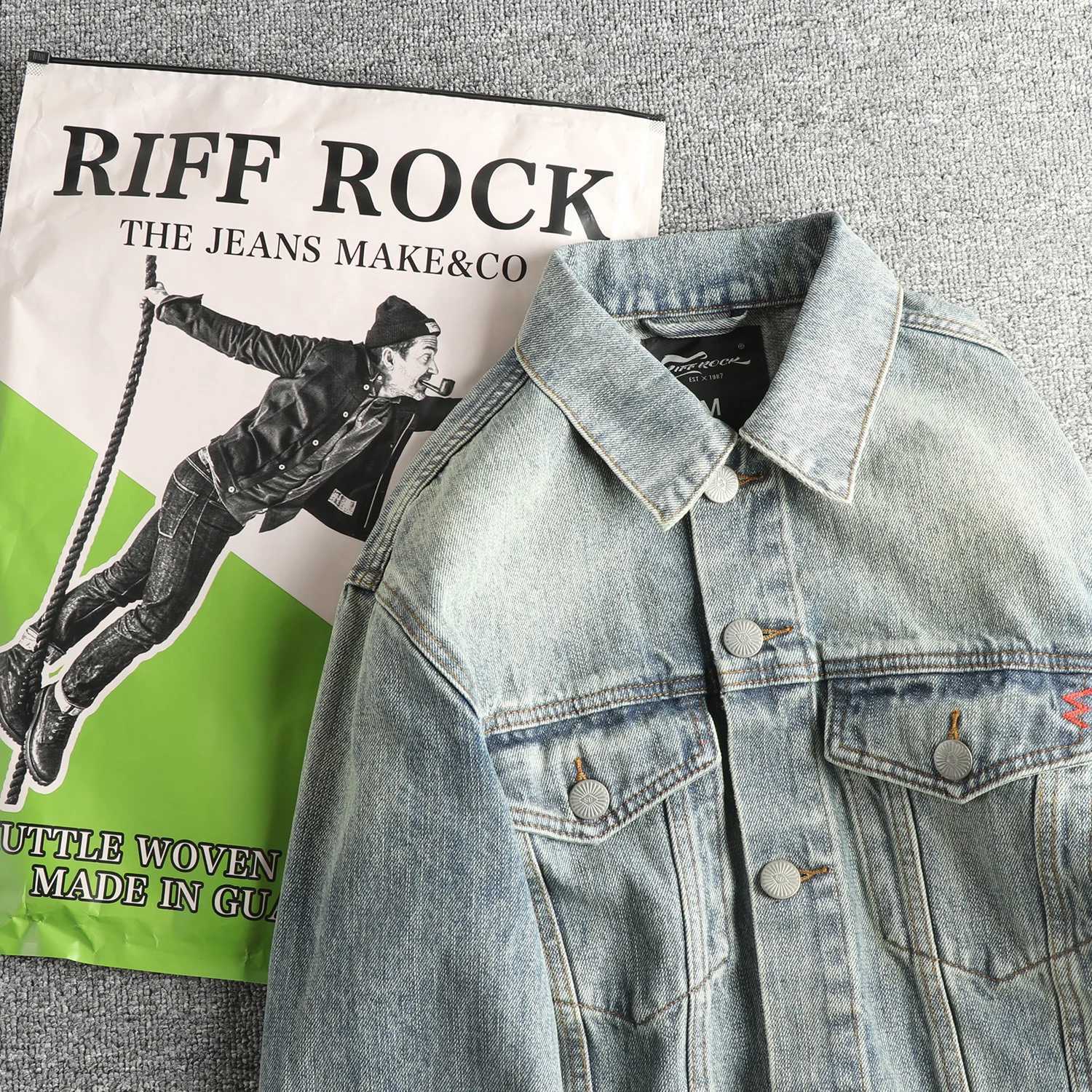 Men's Jackets Heavy washed distressed men's denim jacket embroidered with high street retro trendy jacket X260919