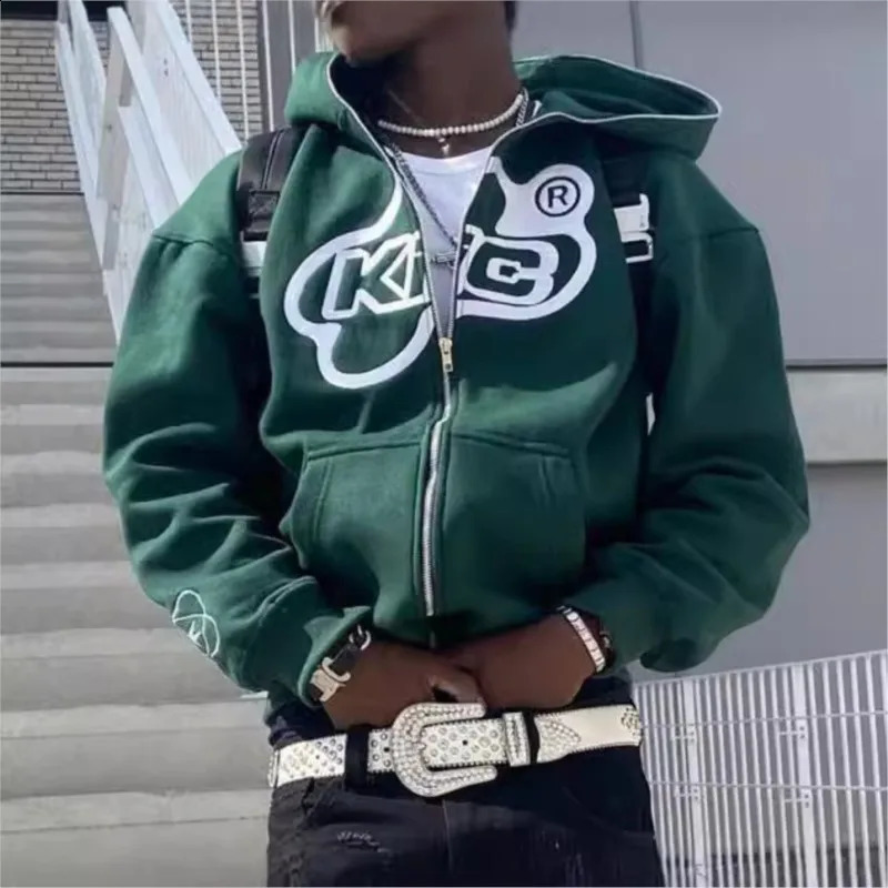 Zip Up Hoodies Cardigan Hooded Warmth Sweatshirt Aesthetics Letter Print Trend Casual Hip Hop Y2k Sweatshirts Mens Clothing 260920