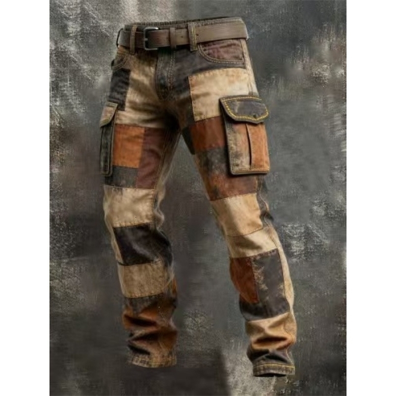 2026 Large Pocket Loose Overalls Mens Outdoor Sports Jogging Tactical Pants Elastic Waist Pure Cotton Casual Work 260917