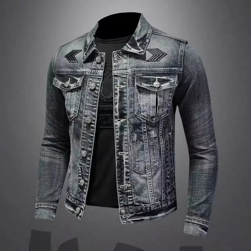 Men's Denim Jacket Vintage Distressed American Style Slim Fit Motorcycle Jacket Workwear Casual Coat Spring Autumn 260920