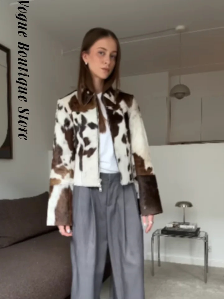 Elegant Print Short Jacket Women Retro Lapel Zippers Long Flare Sleeve Female Outwear 2026 Autumn Fashion Lady Streetwear 260918