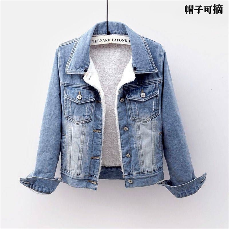 Autumn And Winter Denim Jacket For Women Fleece n Warm And Thick Fur Collar Trendy And Versatile Outerwear For Women 260918