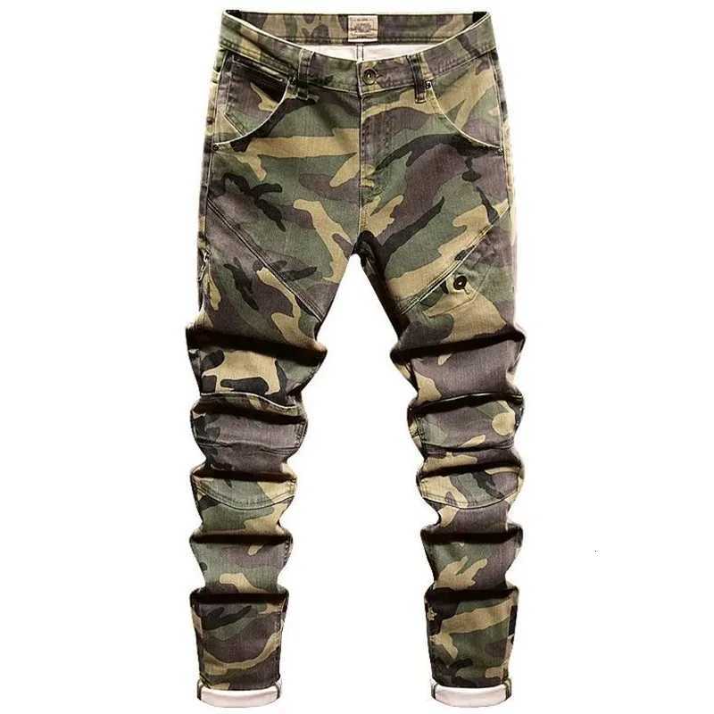Men's Jeans Spring and Autumn New Fashion Camouflage Straight Stretch Small Legs Men's Casual Comfortable Breathable High-Quality Jeans 36
