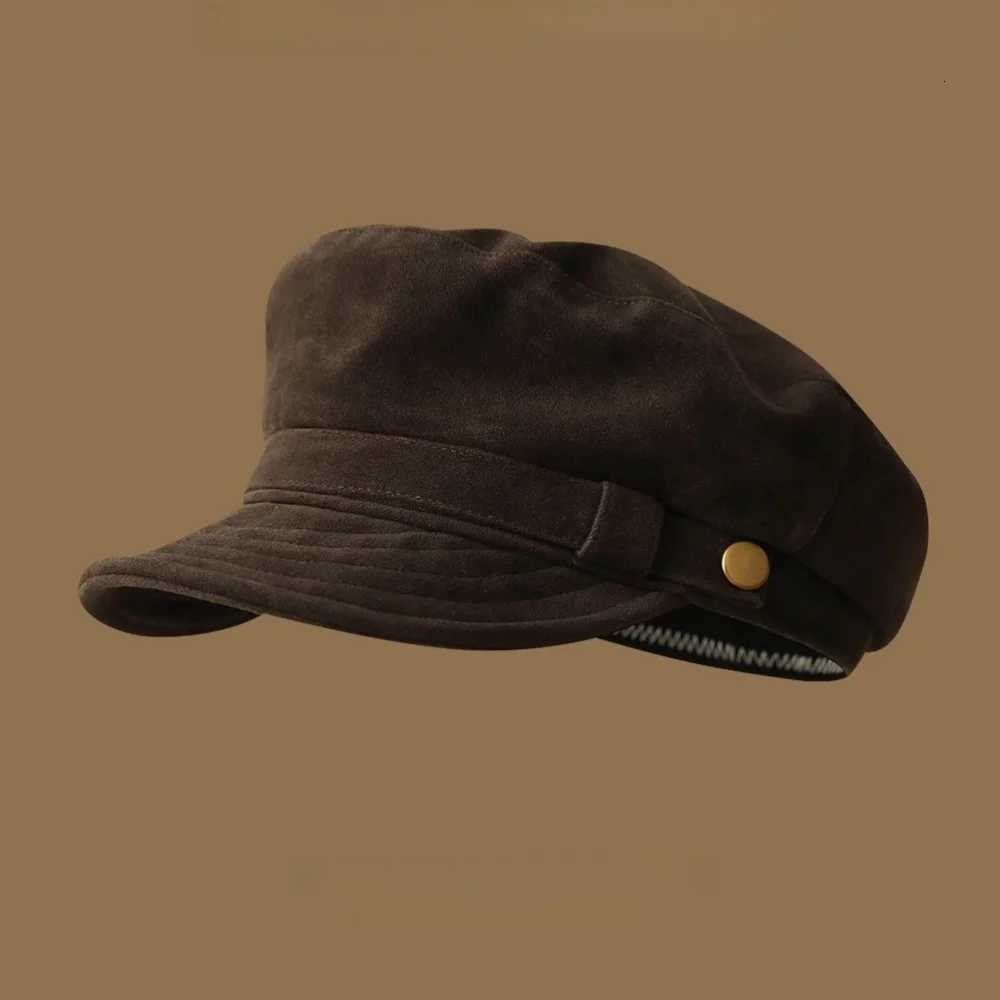 Suede Short Brim Berets Versatile Berets Flat Top Warm Newsboy Hat Korean Style Solid Color Painter Hat Women N260919