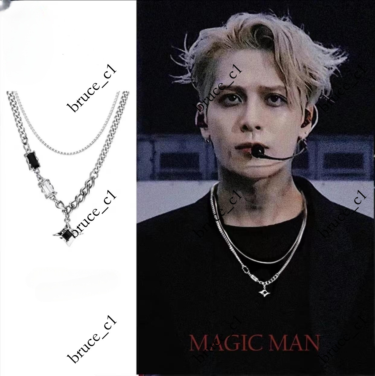 Star Double Layer Necklace Hip Hop Design Sense Niche Personality Accessories High-end Qixi Festival Men's and Women's Clavicle Chain