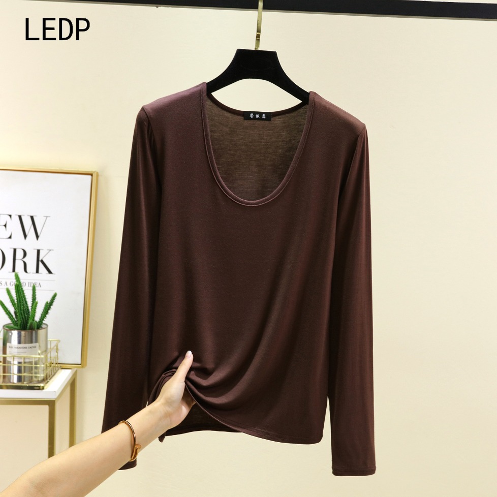 297362 Early spring thin knitted large size women's T-shirt slightly transparent sun protection inner strap layering method lazy style hip-cove