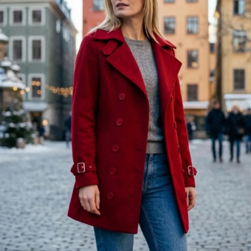 Arrival Womens Winter Coat WoolBlend MidLength Jacket DoubleBreasted Streetwear Pea Office Lady Elegant 260920