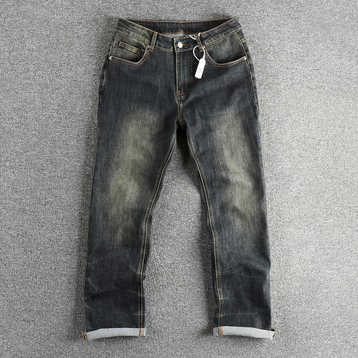 Men's Jeans Vintage blue gray wash to make old American high street jeans for men comfortable small straight leg trend youth long pants X260919