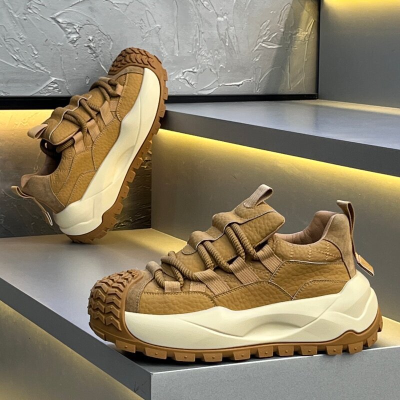 European men's 2025 Designer shoes winter Casual shoes new fashion trendy lace-up thick-soled dad versatile sports casual shoes