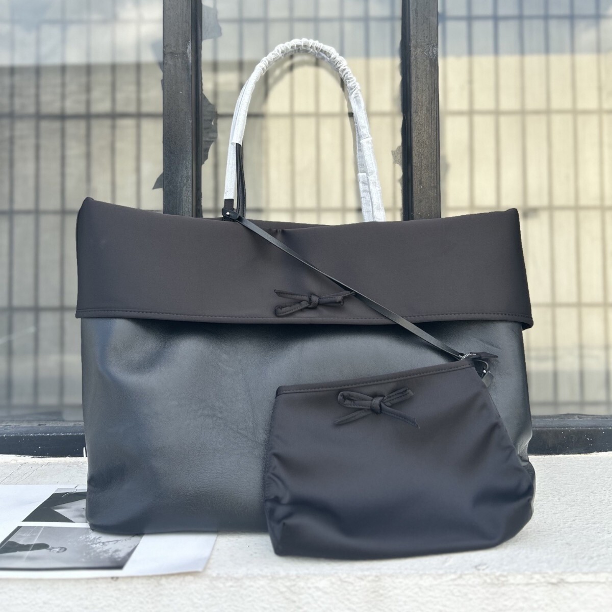 Luxury New Model Bowknot Mother-and-Child Large Capacity Tote Sheepskin Double-Sided Women's Fashionable Commuting Shoulder Bag