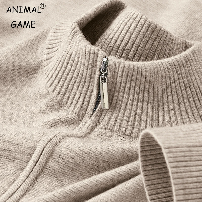 Autum Men Turtlenecks Half Zip Sweaters Knitwear Pullovers Solid Color Long Sleeved Polo Sweater Male Casual Daily Warm Coats 260920