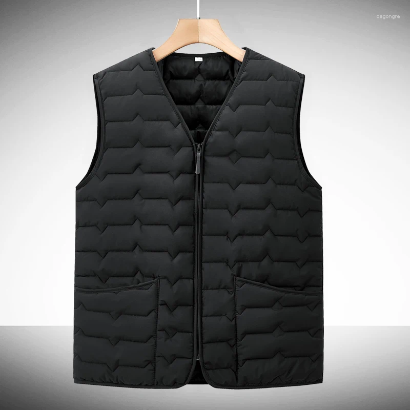 Sleeveless Puffer Vest Jacket Mens Solid Color Down Winter Warm Coat Men Waistcoat Outwear Windbreaker Clothing