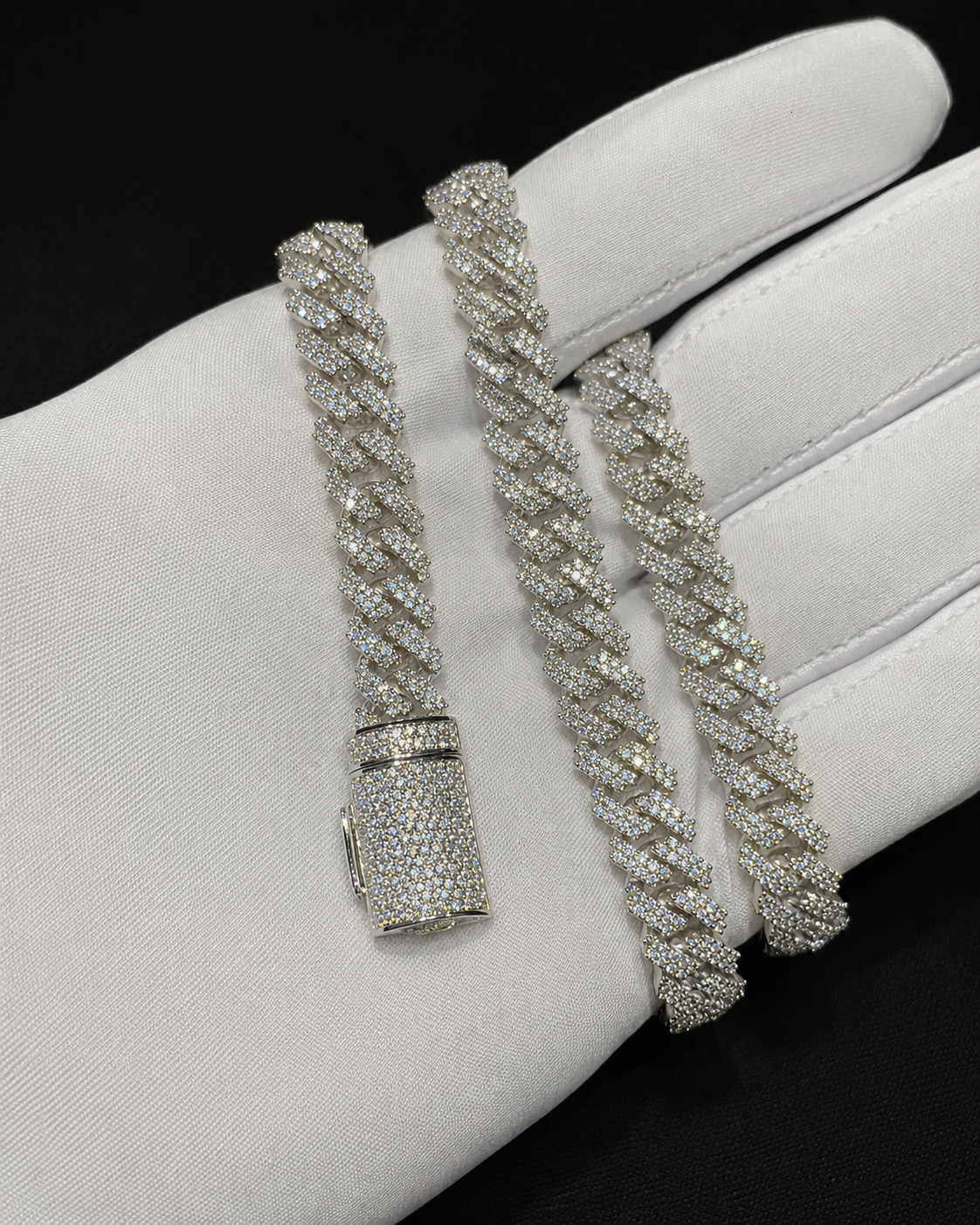 Luxury Hip Hop Moissanite Silver Link Chain Iced Cuban Style Necklace Designer Street Fashion Jewelry Gold Plated Unisex