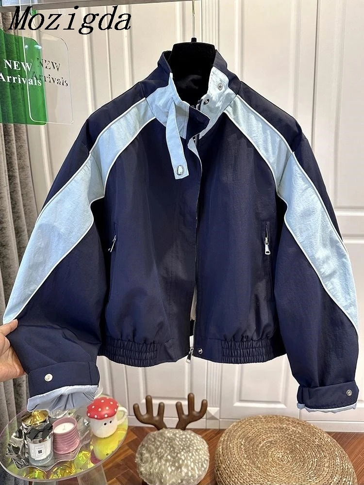 Spring Autumn Short Sense Of Jacket Women Fashion Loose Casual Coat StandUp Collar Zipper Outerwear Female 260920