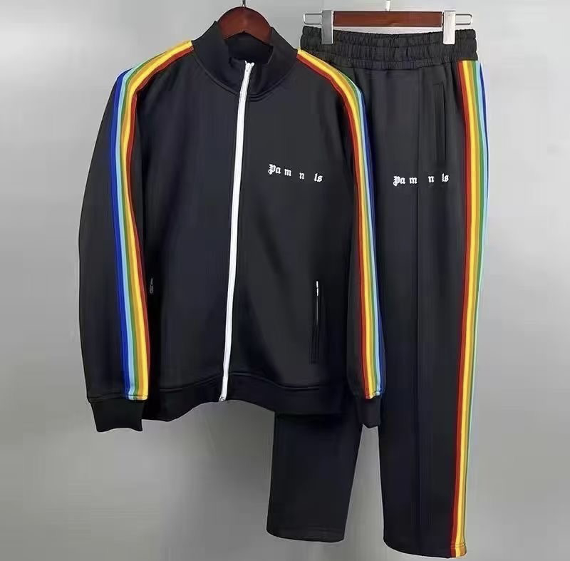 Italy Designer Palm Luxury Angelstrack Suit Unisex Two Piece Outfits For Men And Women Casual Home Sportswear 2Pcs Letter Print Rainbow Stripe Angle