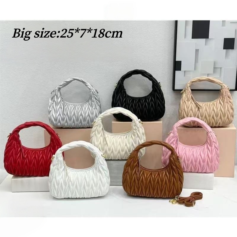 Sacs de créateurs pour femmes Sac Hobo froncé de luxe Sac à main en cuir PU souple sous les bras Mini Grand Deux tailles Bandoulière détachable M