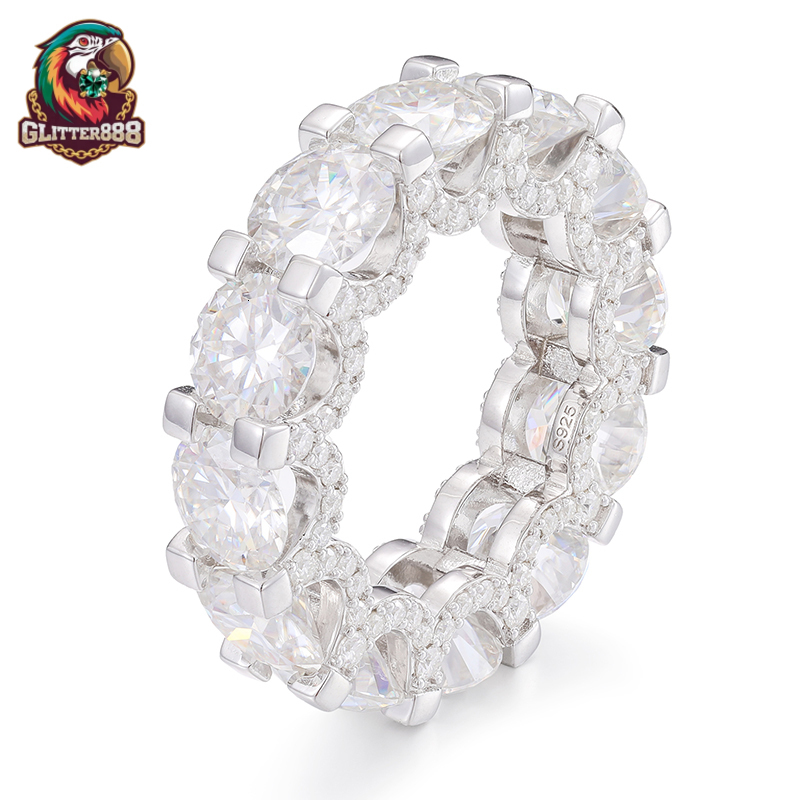 Wholesale High Quality Fashion Luxury Hip Hop Cuban Iced Out 925 Sterling Silver Moissanite Ring for Men and Women