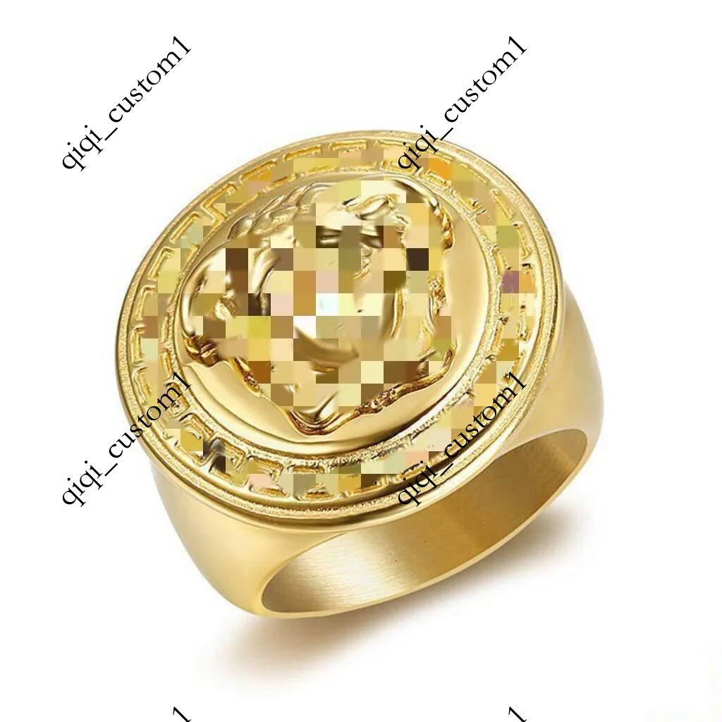 18K Titanium steel Ring designer gold plated Greek mythology men's ring Hip Hop High street Fashion Classic Band rings Jewelry