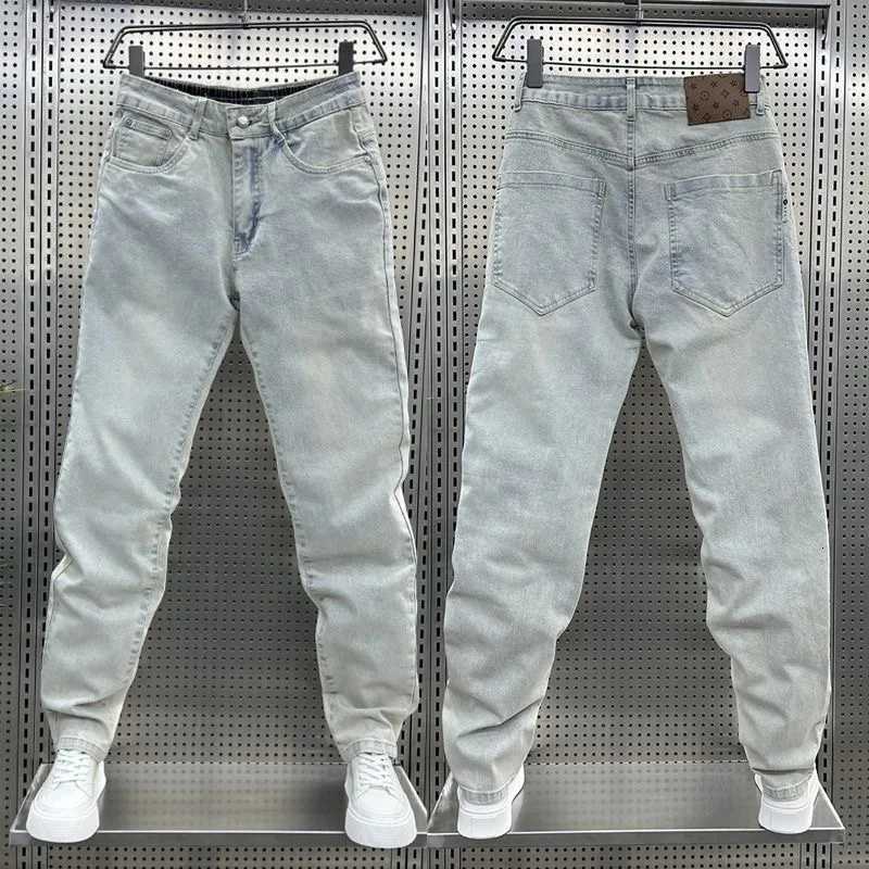 Men's Jeans Spring and Autumn New Fashion Trend Blue Straight Leg Stretch Jeans Men's Casual Loose Large Size High Quality Denim Pants 28-